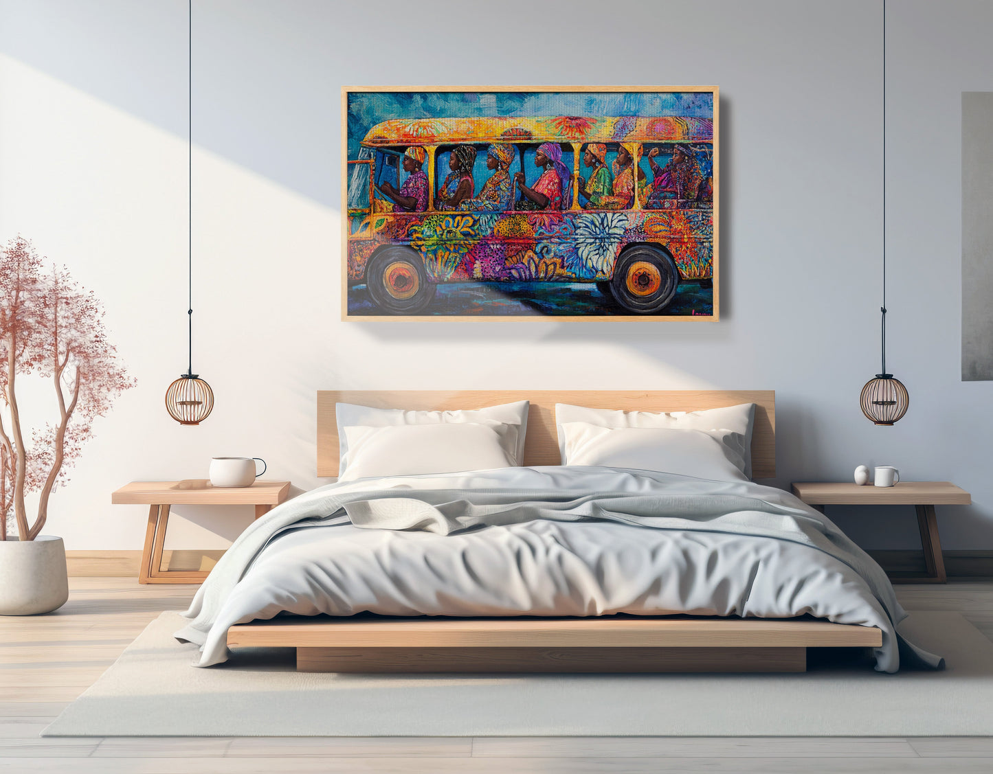 Colorful Bus Street Scene Black African American canvas print view 51