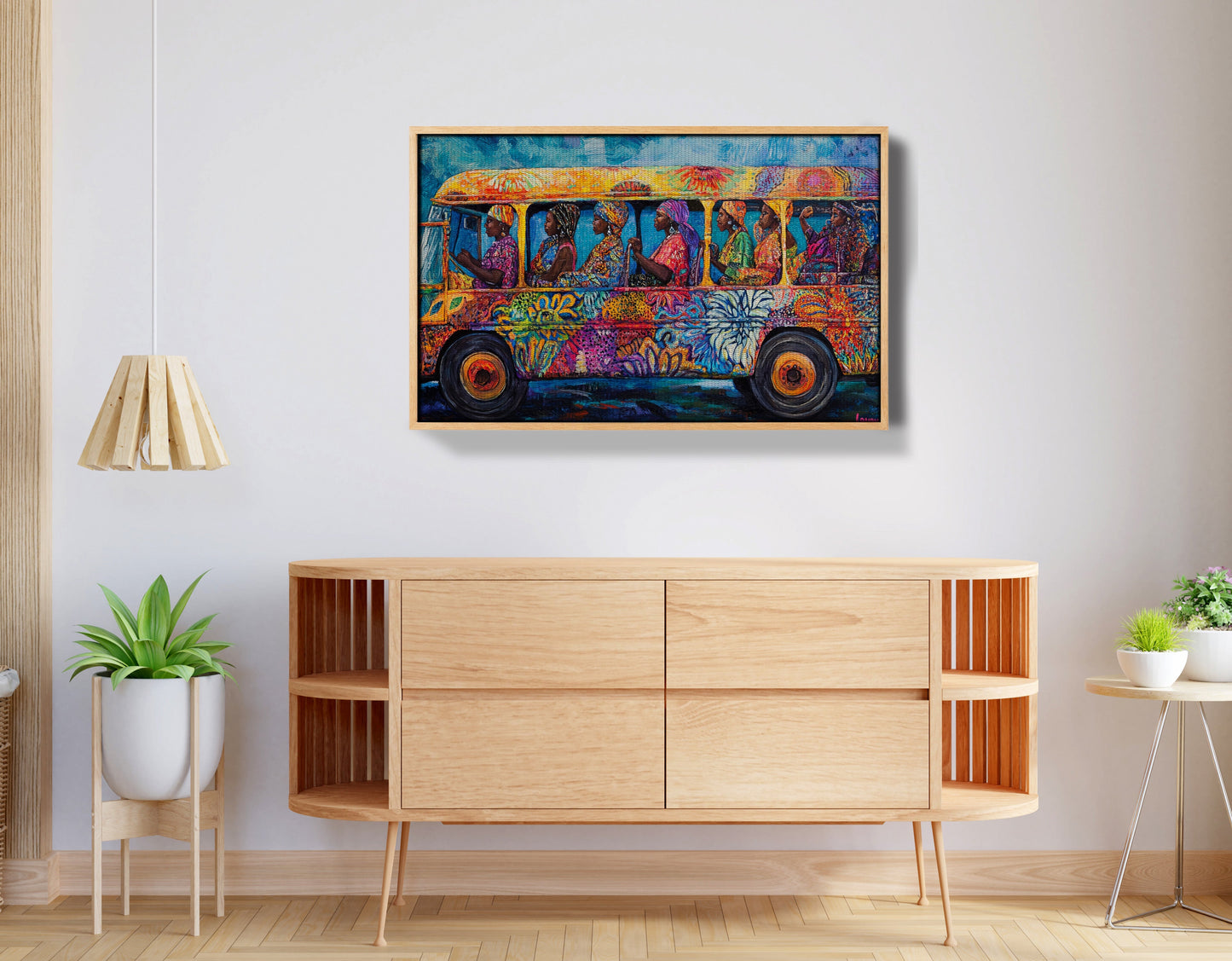 Colorful Bus Street Scene Black African American canvas print view 50