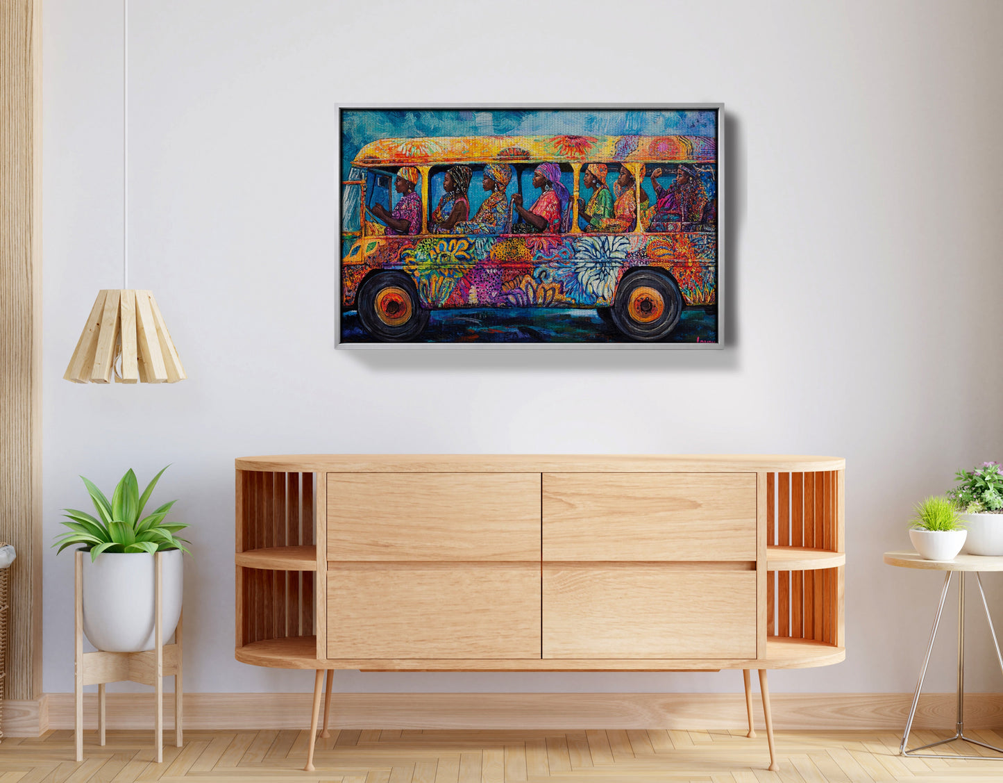 Colorful Bus Street Scene Black African American canvas print view 56