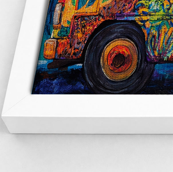 Colorful Bus Street Scene Black African American canvas print view 64