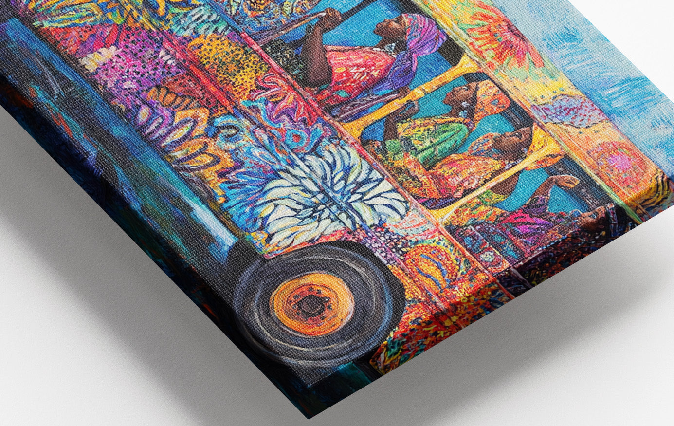 Colorful Bus Street Scene Black African American canvas print view 16