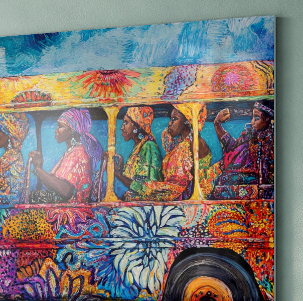 Colorful Bus Street Scene Black African American canvas print view 22