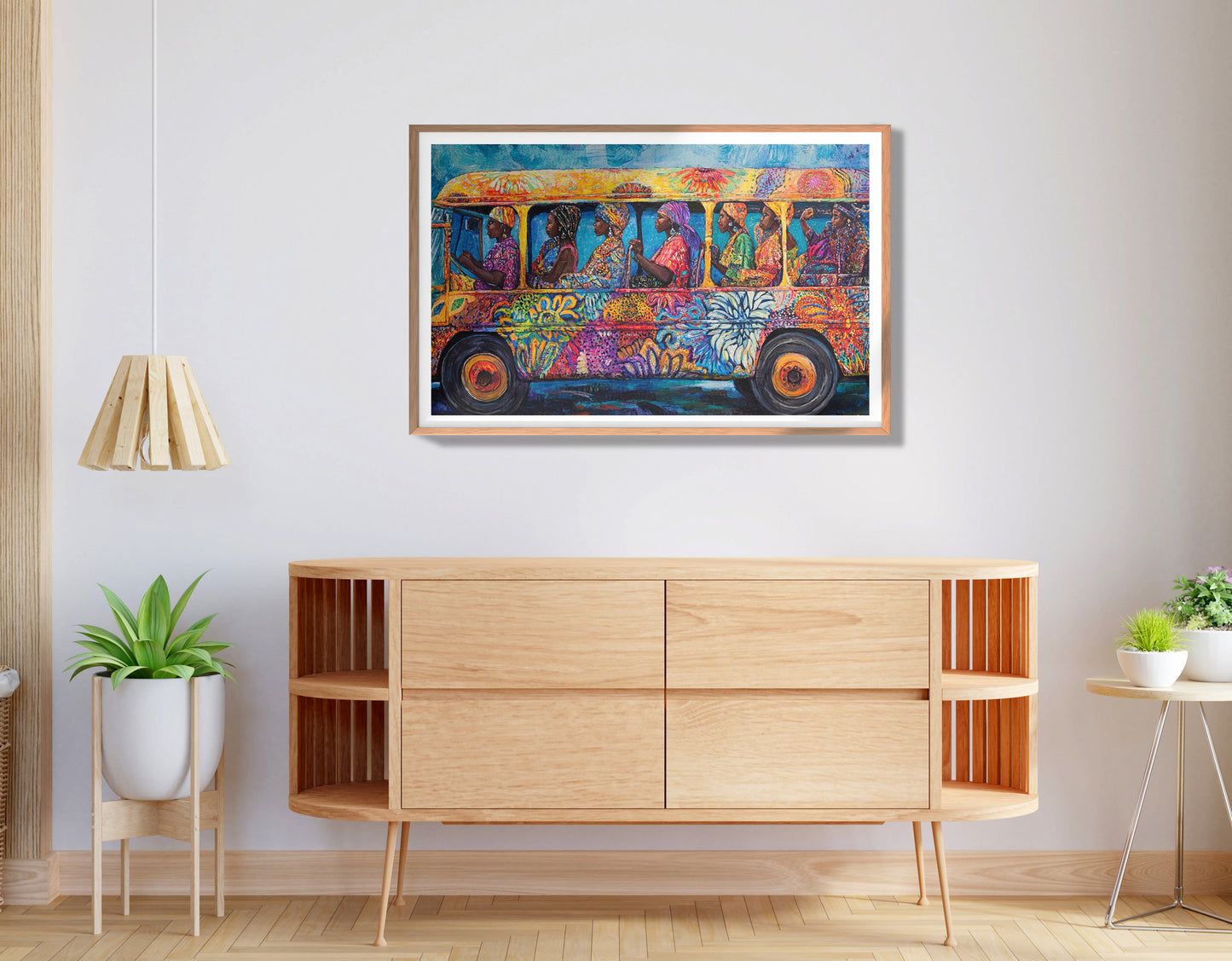 Colorful Bus Street Scene Black African American canvas print view 80