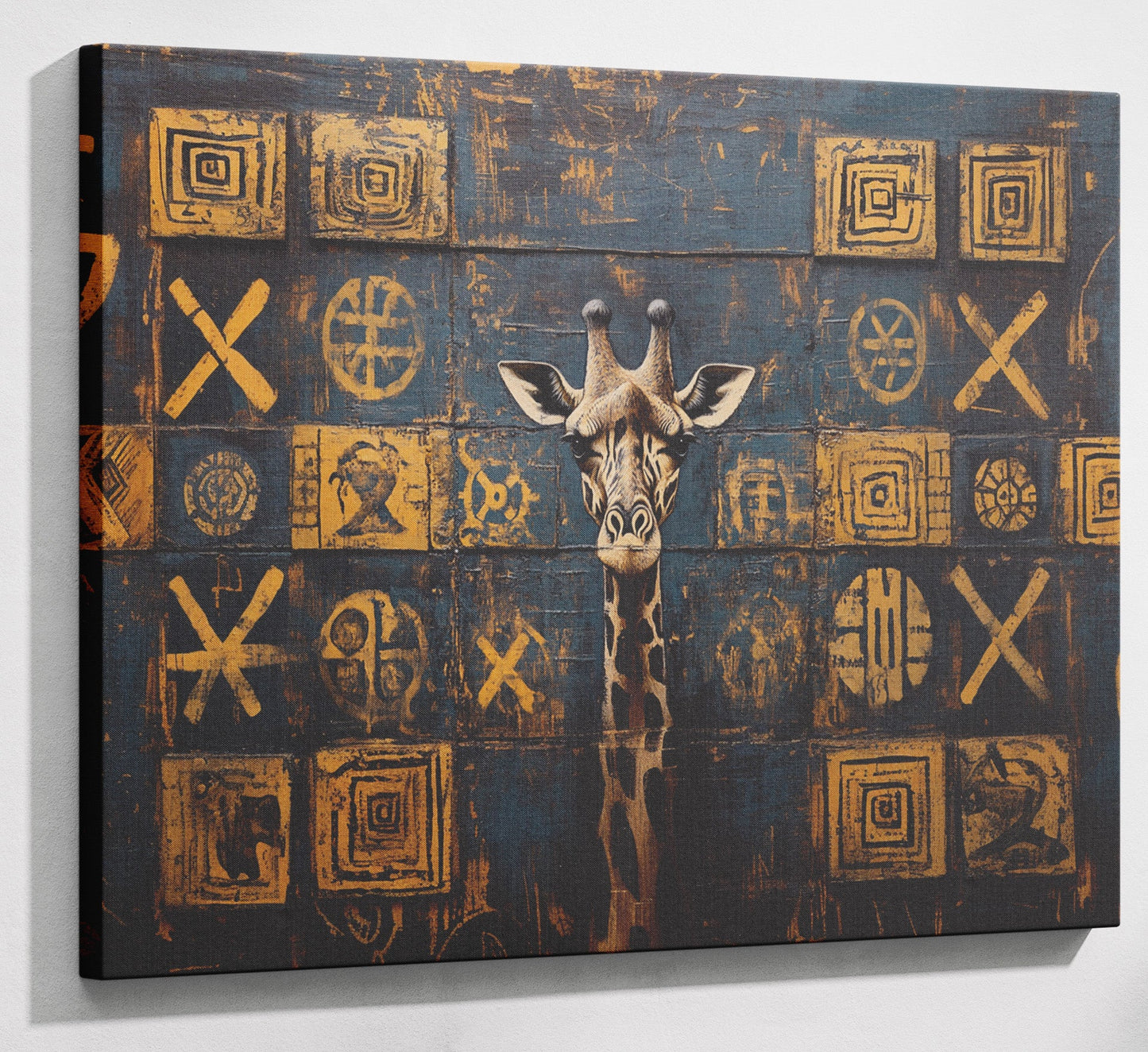 Tall Giraffe Tribal Black African American canvas print canvas print with visible wall art format
