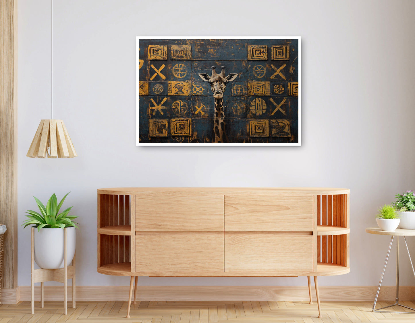 Alternate view of Tall Giraffe Tribal Black African American canvas print