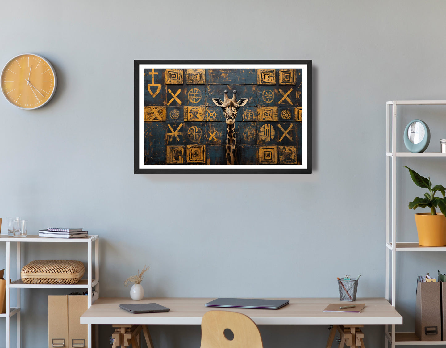 Tall Giraffe Tribal Black African American canvas print view 72