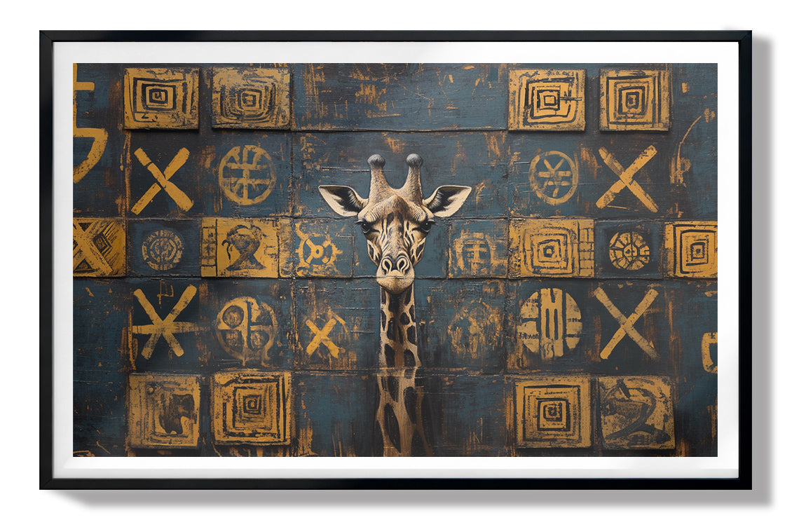 Tall Giraffe Tribal Black African American canvas print view 67
