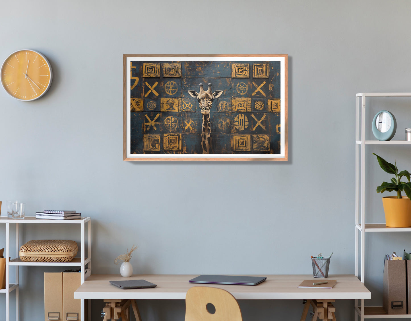 Tall Giraffe Tribal Black African American canvas print view 84