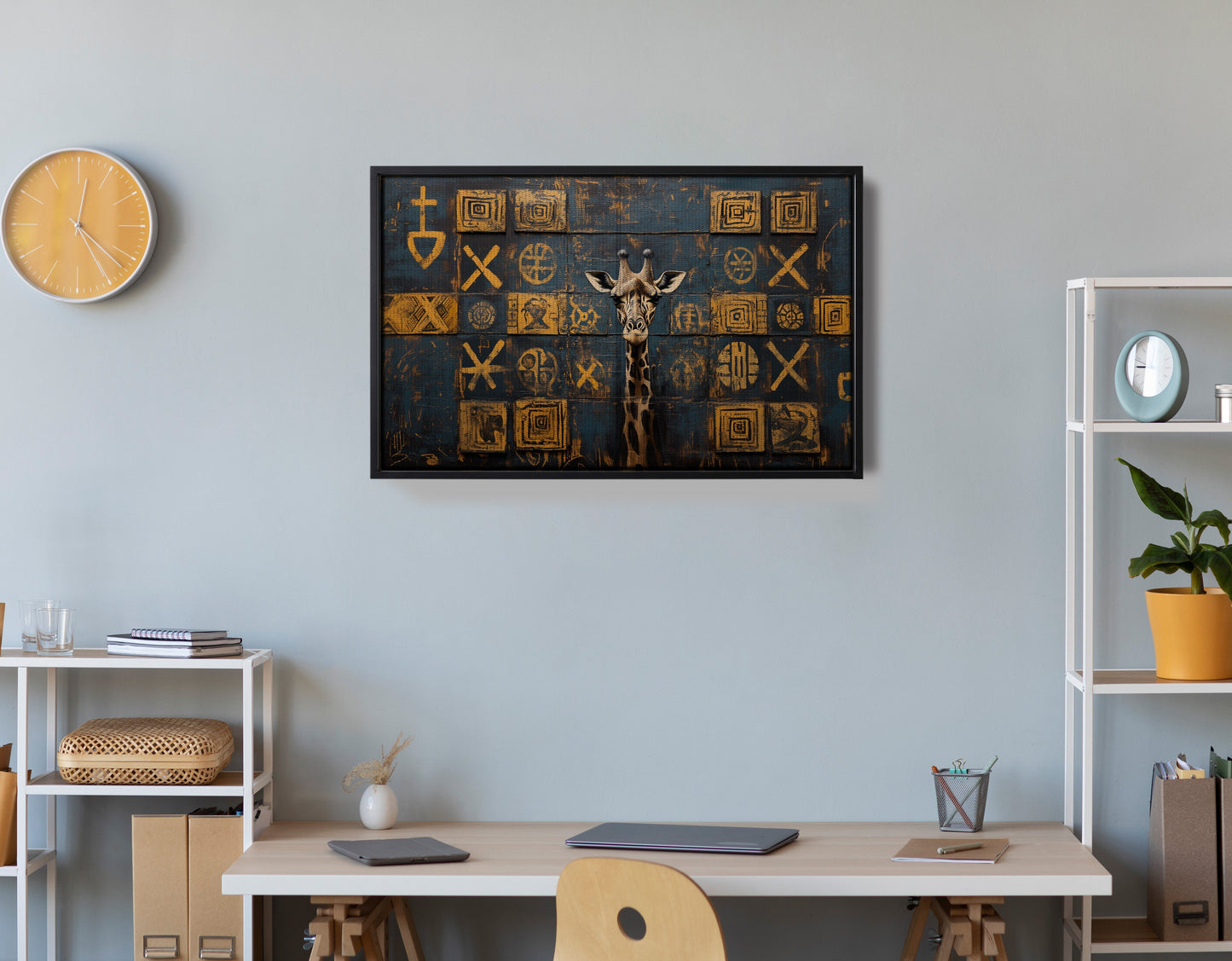 Tall Giraffe Tribal Black African American canvas print view 30