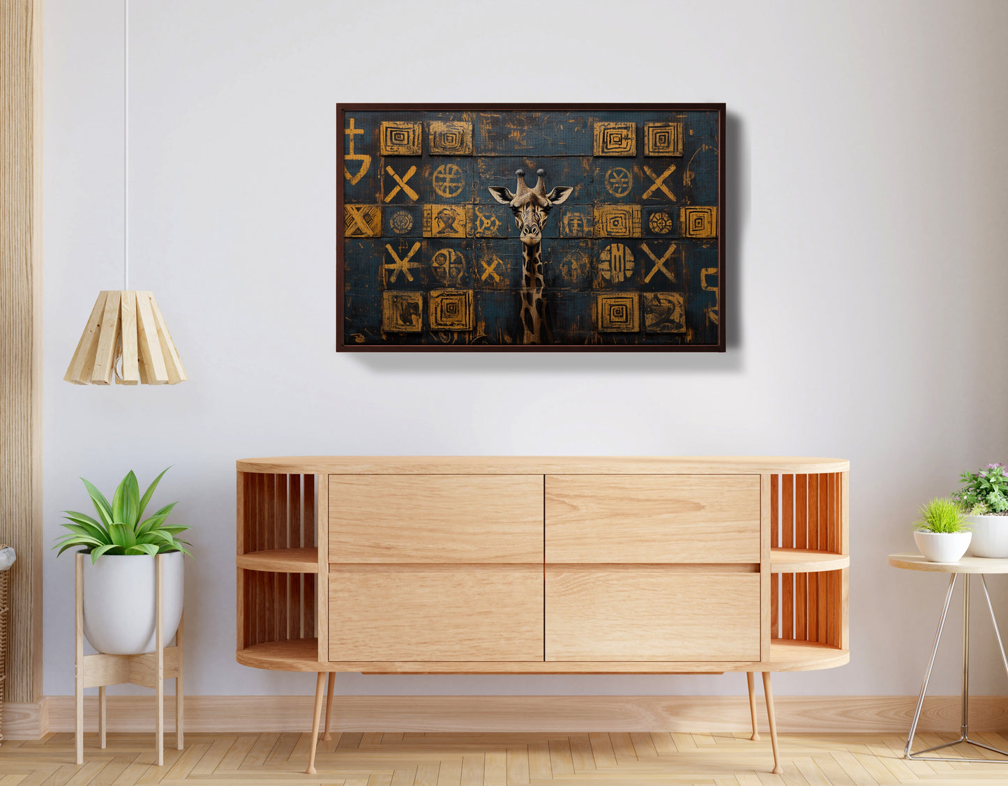 Tall Giraffe Tribal Black African American canvas print view 32