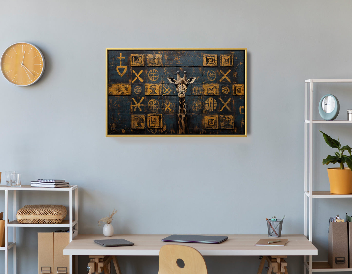 Tall Giraffe Tribal Black African American canvas print view 42