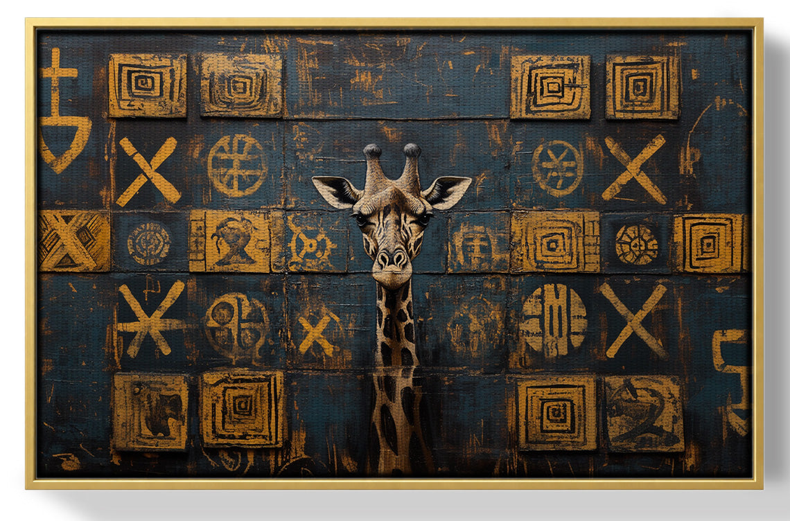 Tall Giraffe Tribal Black African American canvas print view 37