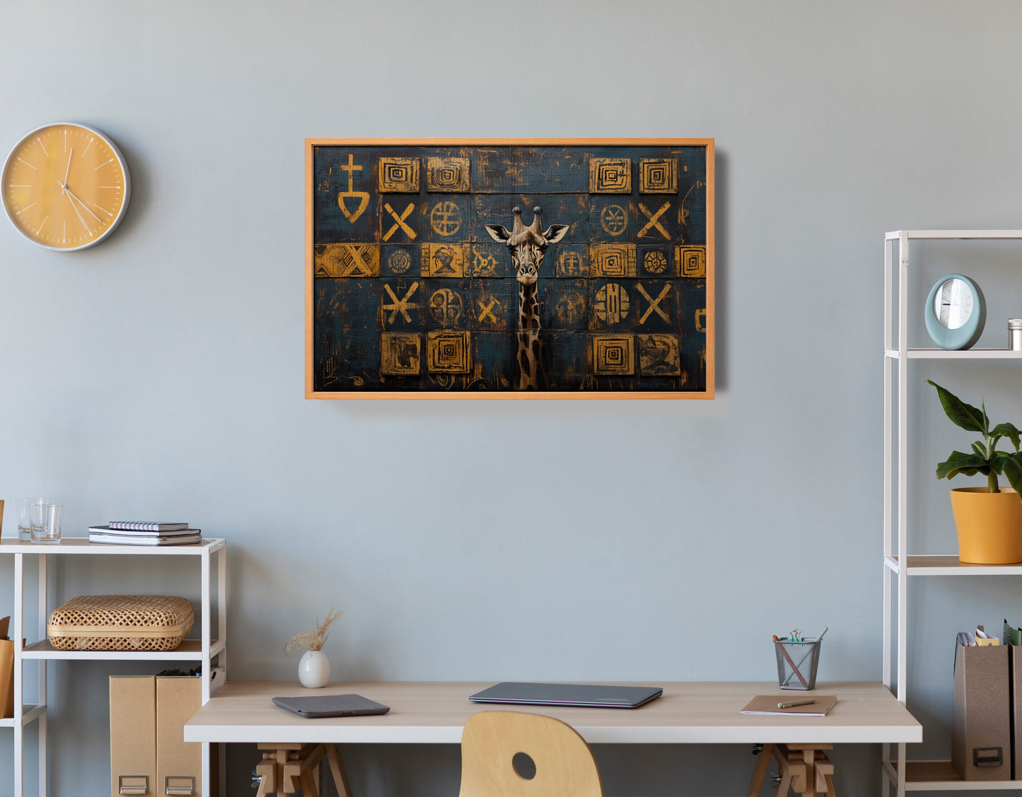 Tall Giraffe Tribal Black African American canvas print view 48