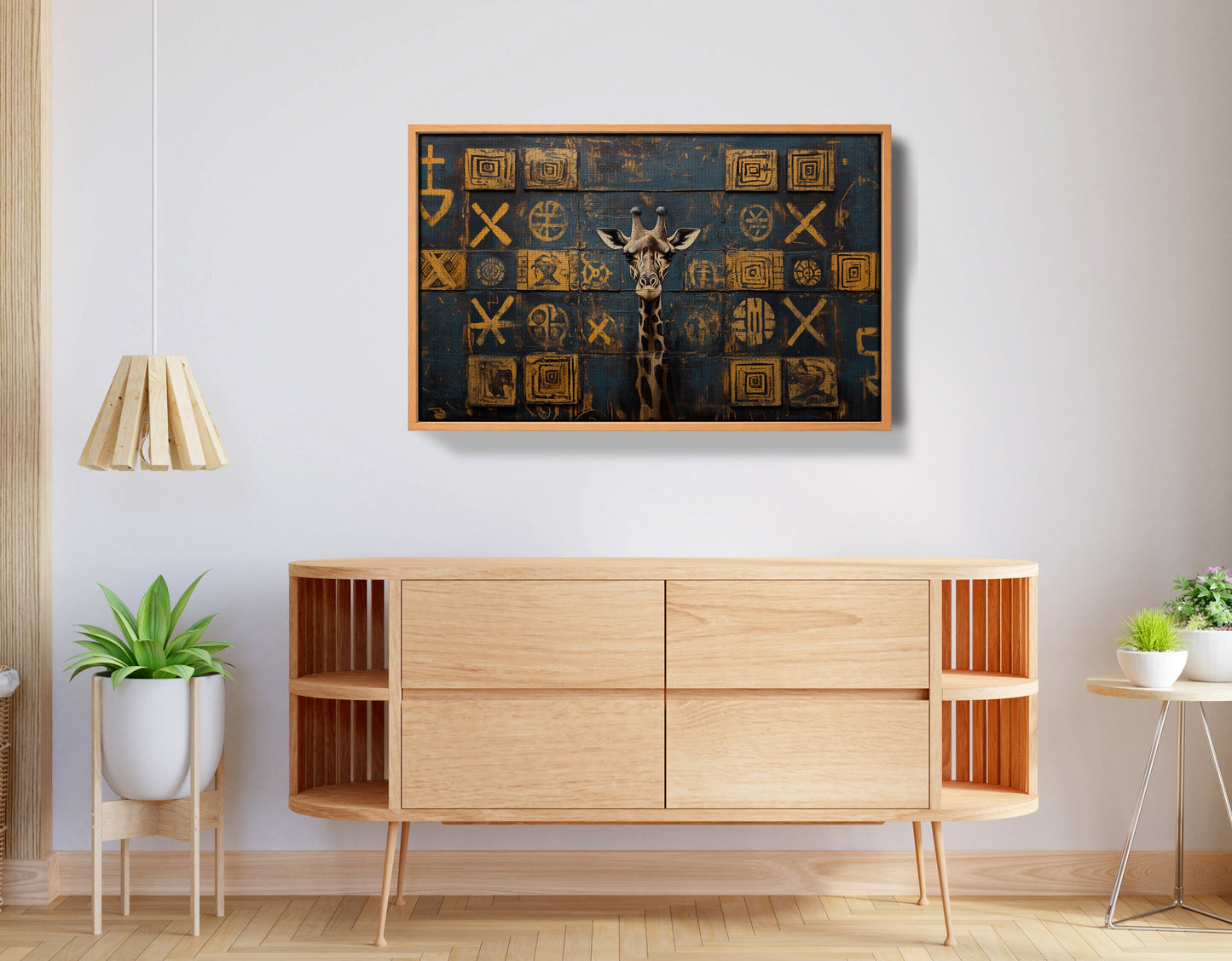 Tall Giraffe Tribal Black African American canvas print view 44