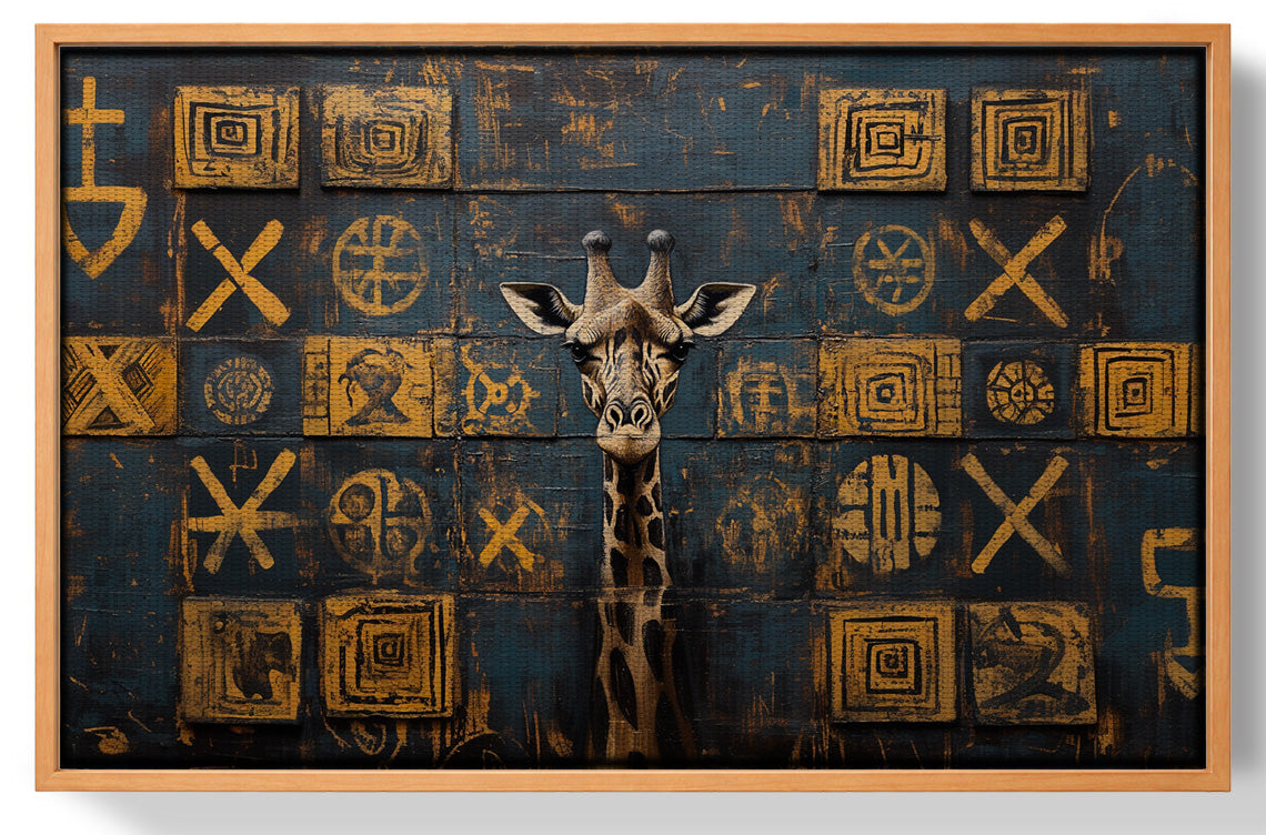 Tall Giraffe Tribal Black African American canvas print view 43