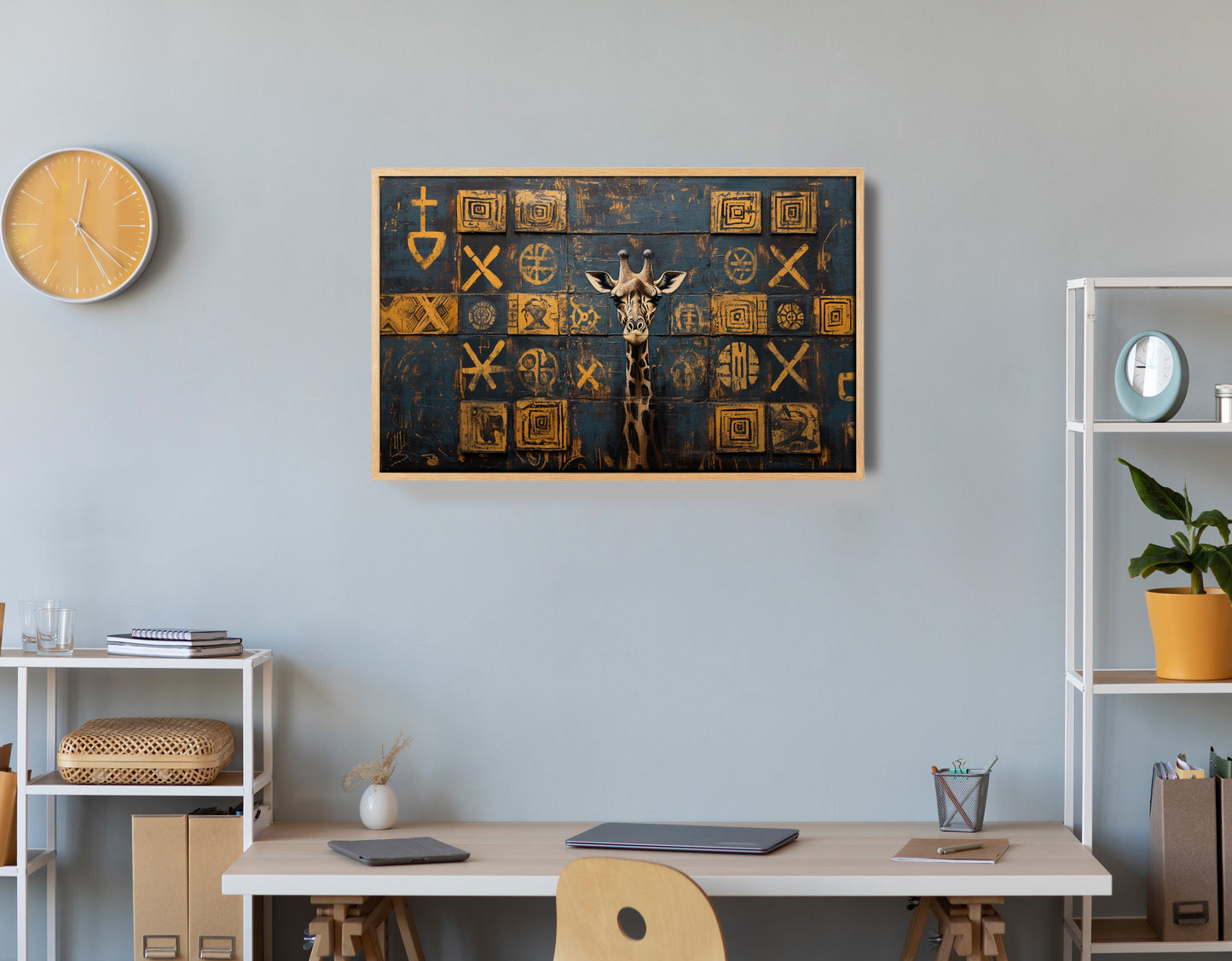 Tall Giraffe Tribal Black African American canvas print view 54