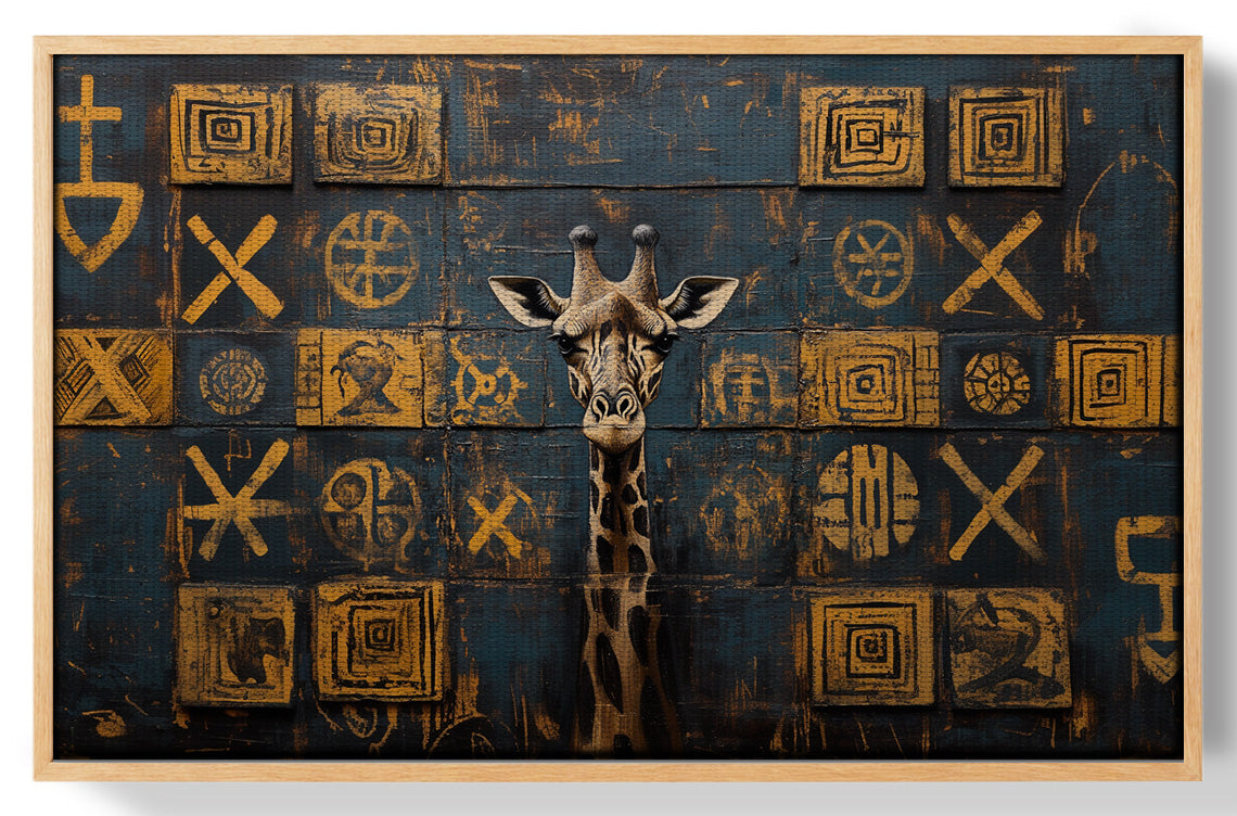 Tall Giraffe Tribal Black African American canvas print view 49