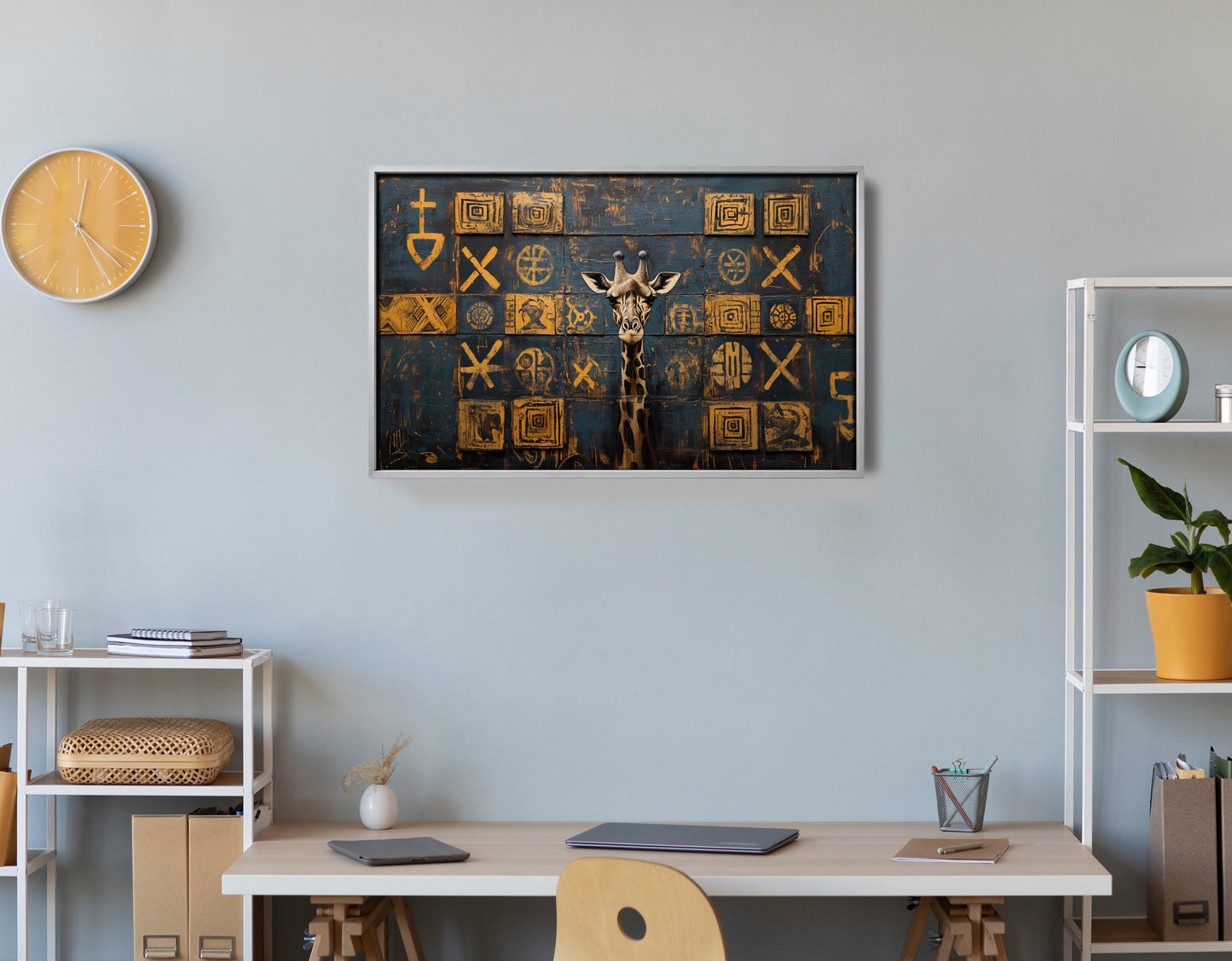 Tall Giraffe Tribal Black African American canvas print view 60