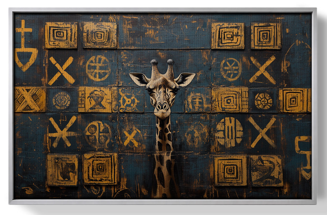 Tall Giraffe Tribal Black African American canvas print view 55