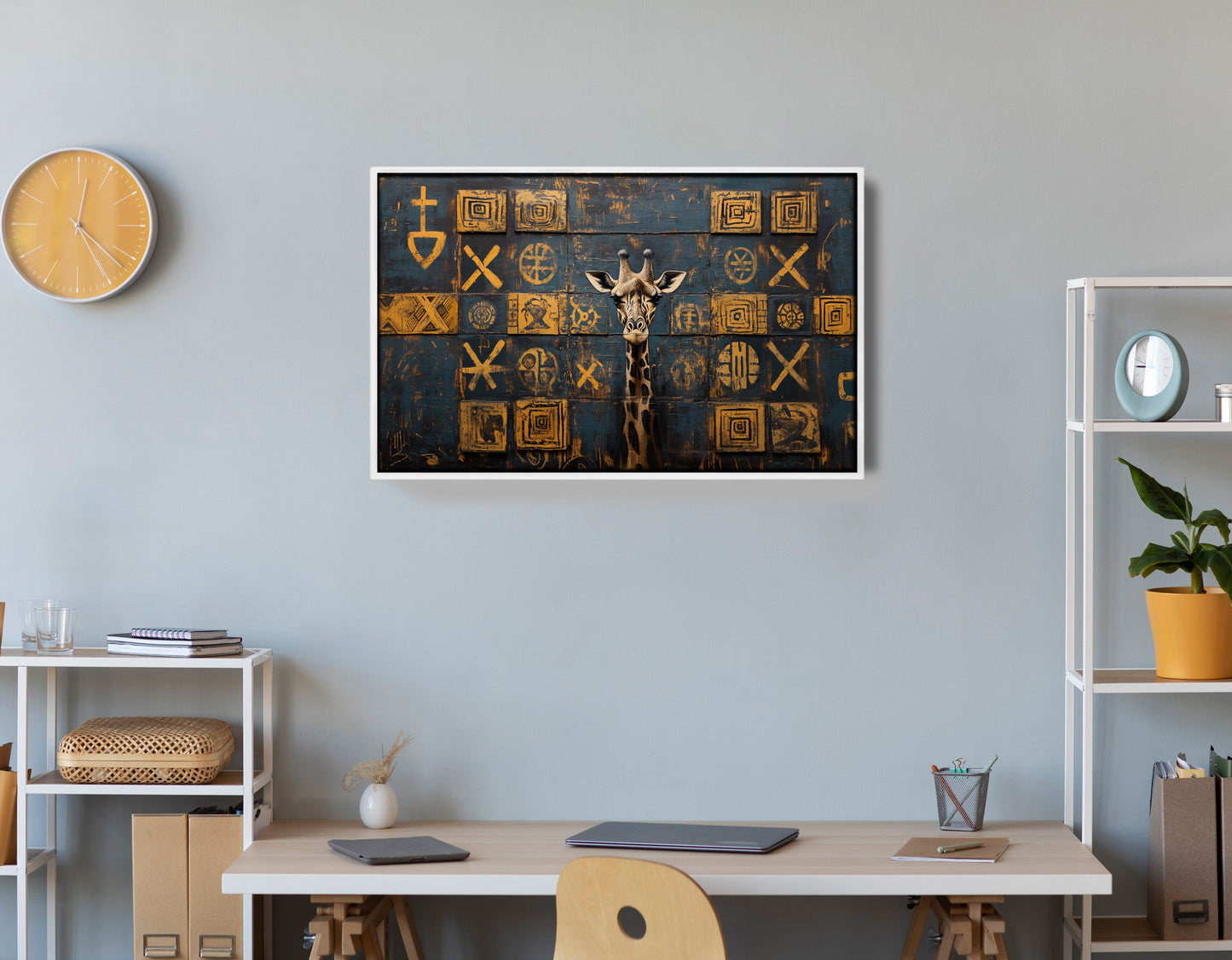 Tall Giraffe Tribal Black African American canvas print view 66