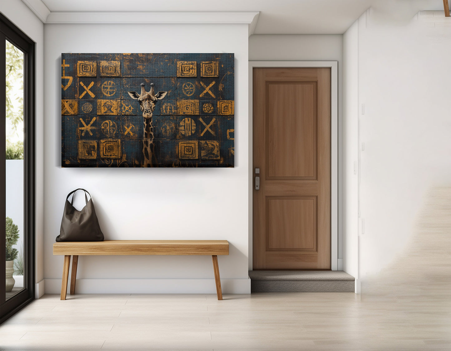 Tall Giraffe Tribal Black African American canvas print view 17