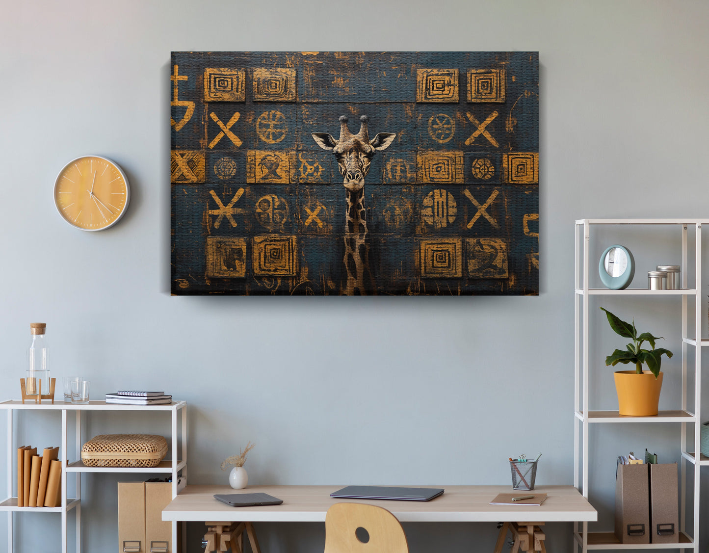 Tall Giraffe Tribal Black African American canvas print view 18