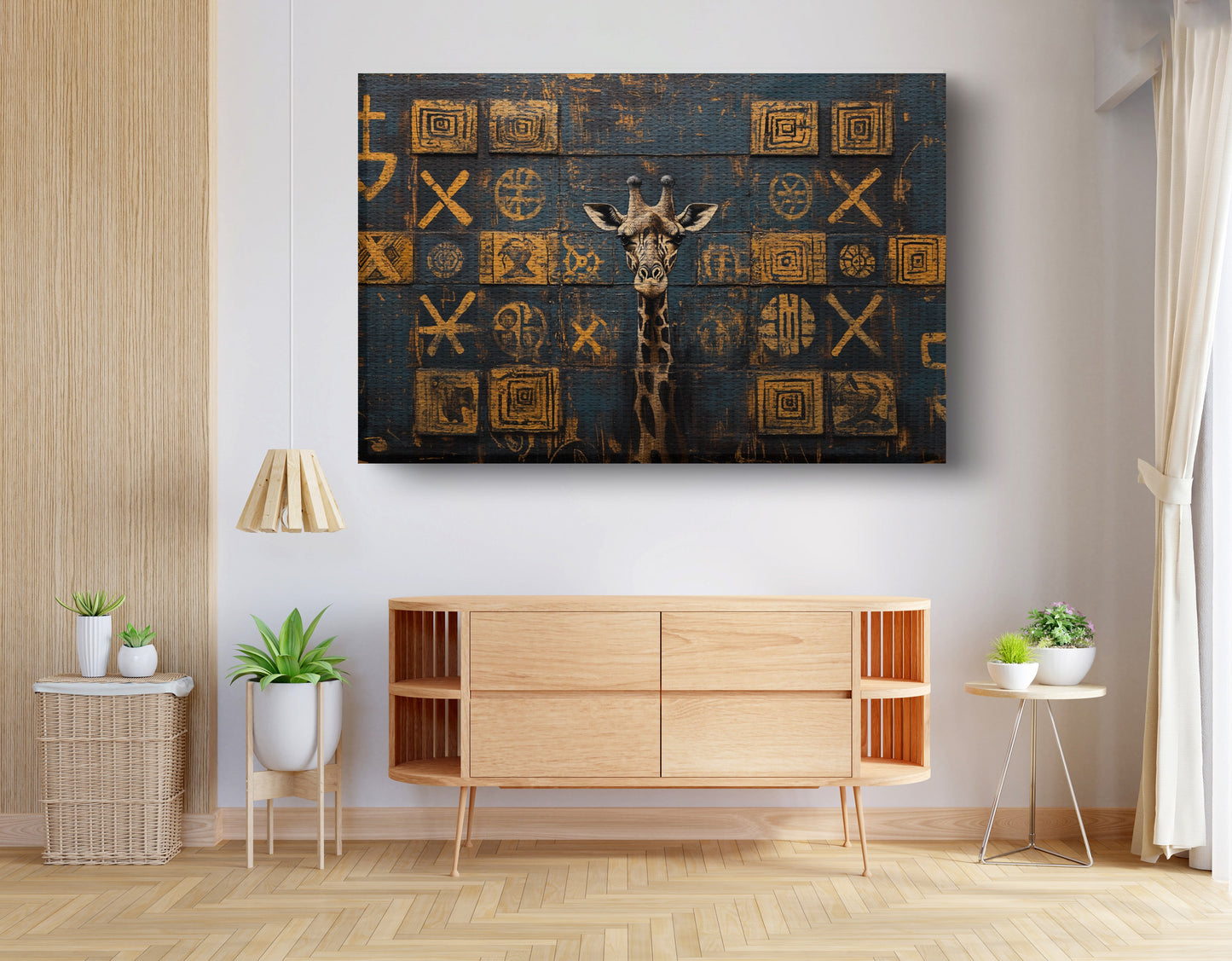 Tall Giraffe Tribal Black African American canvas print view 14