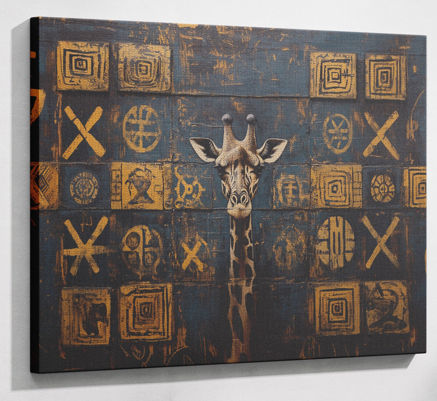 Tall Giraffe Tribal Black African American canvas print view 13