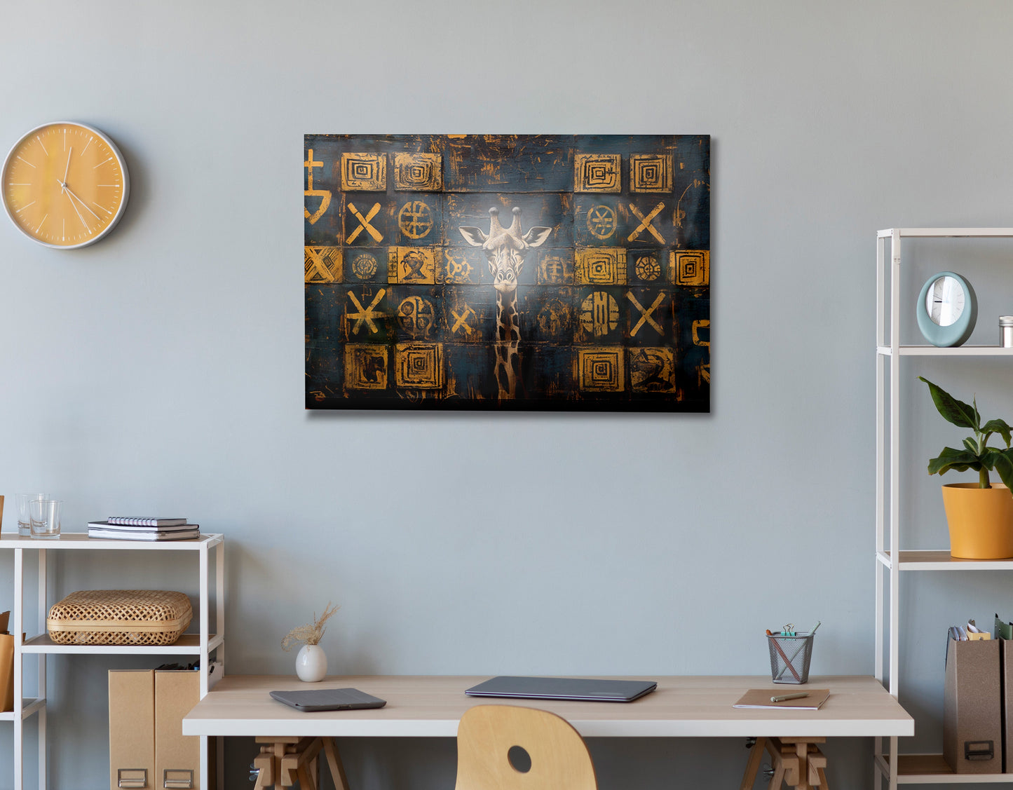 Tall Giraffe Tribal Black African American canvas print view 24