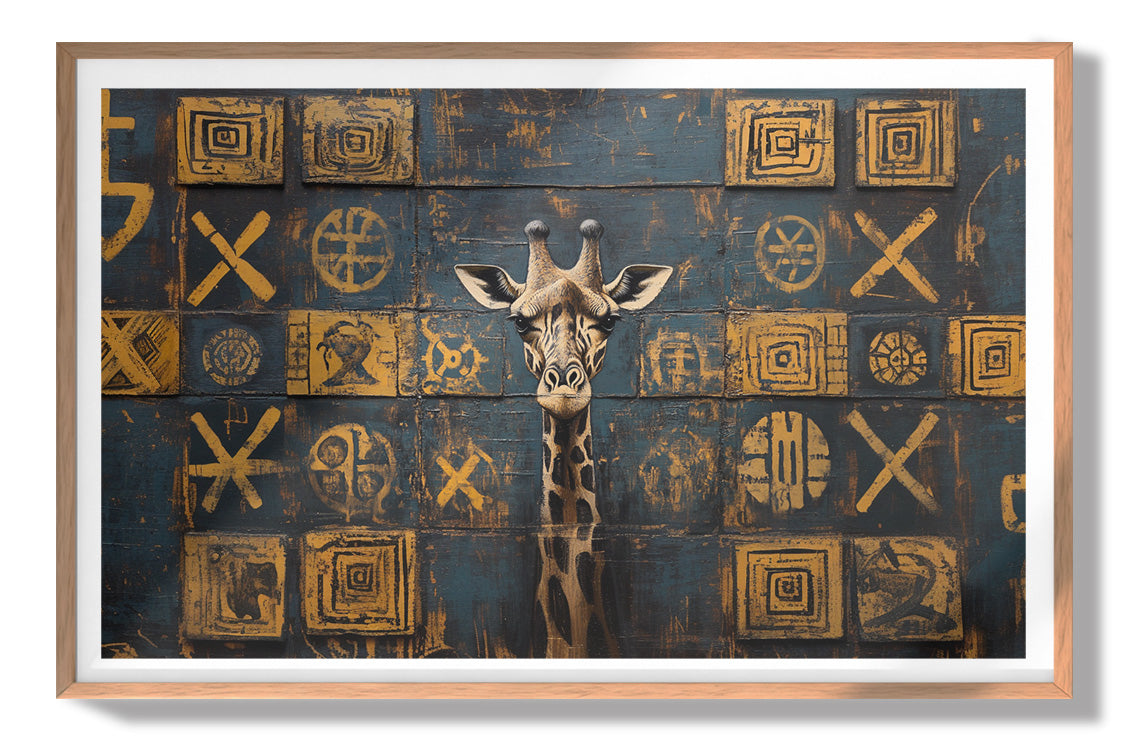 Tall Giraffe Tribal Black African American canvas print view 79