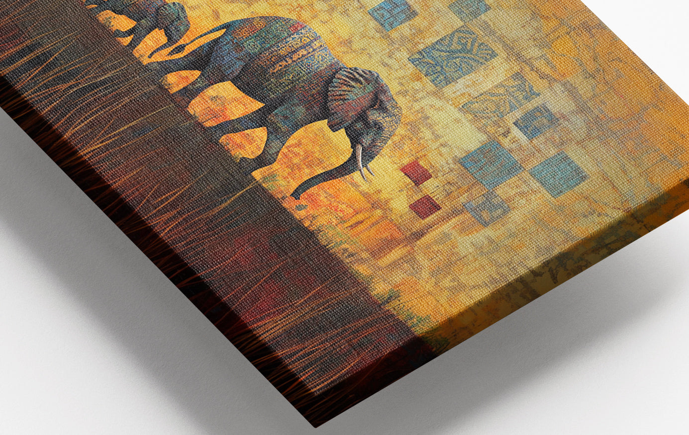 Close-up of Elephant Family Gold Abstract African American abstract art detail