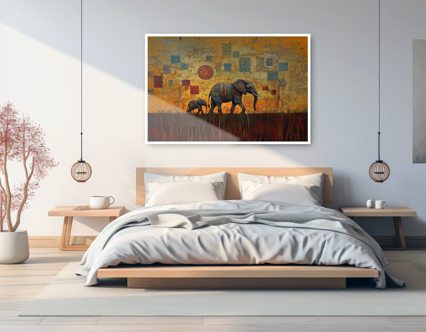 Elephant Family Gold Abstract African American abstract art artwork view