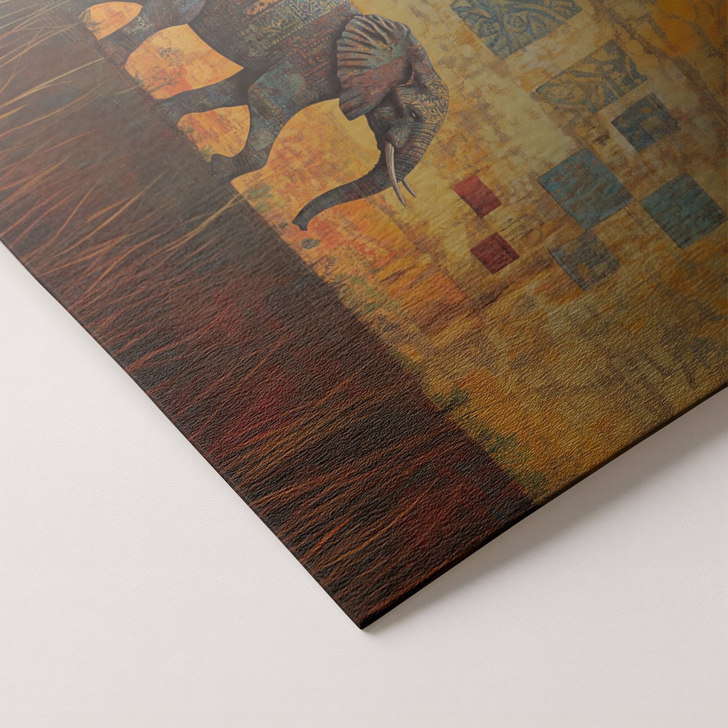 Elephant Family Gold Abstract African American abstract art artwork by MoomZee Artwork