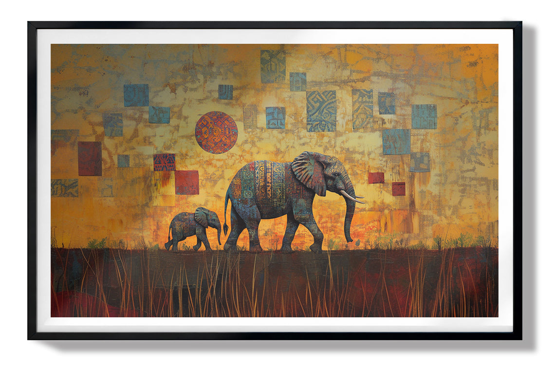 Elephant Family Gold Abstract African American abstract art view 67