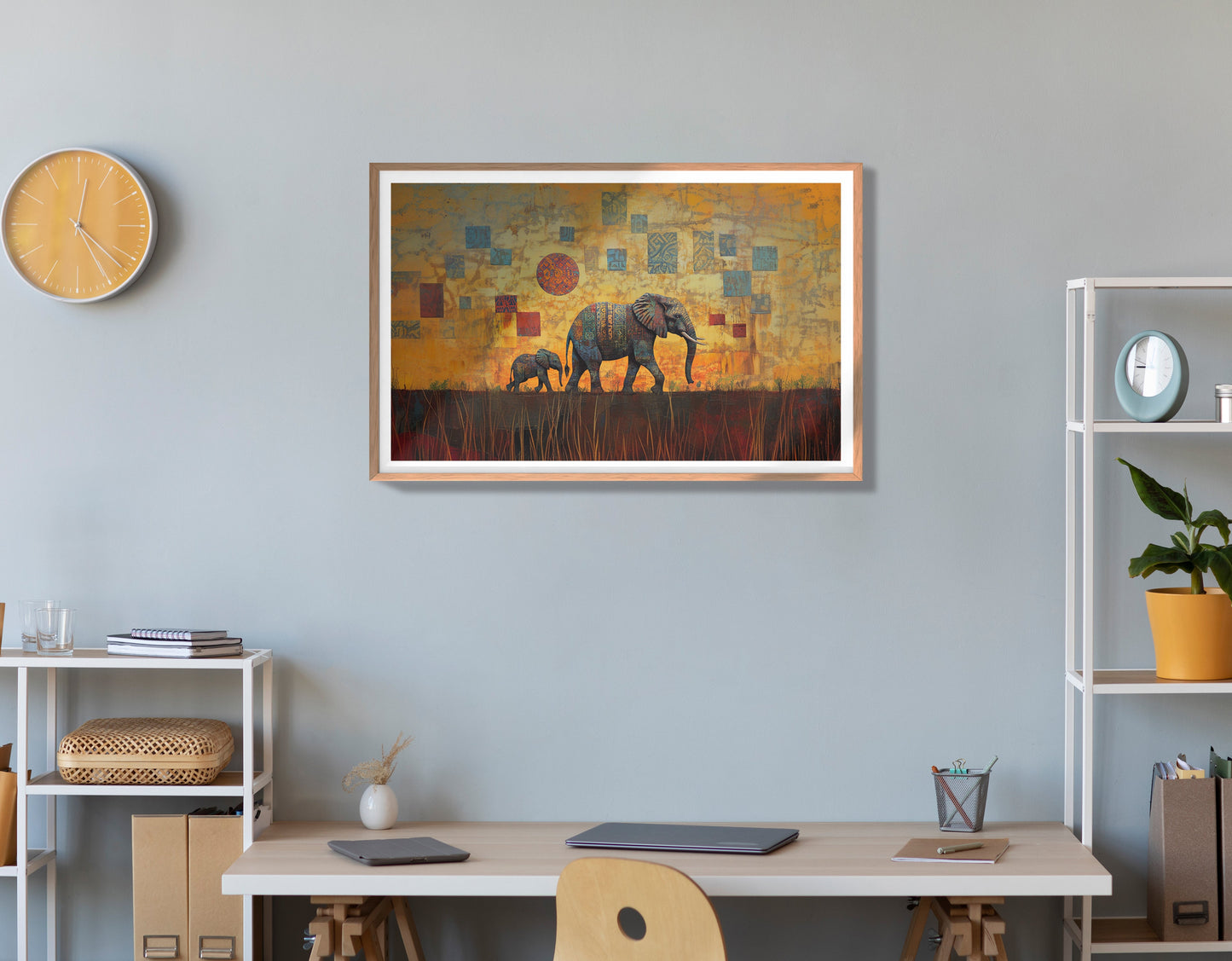 Elephant Family Gold Abstract African American abstract art view 84