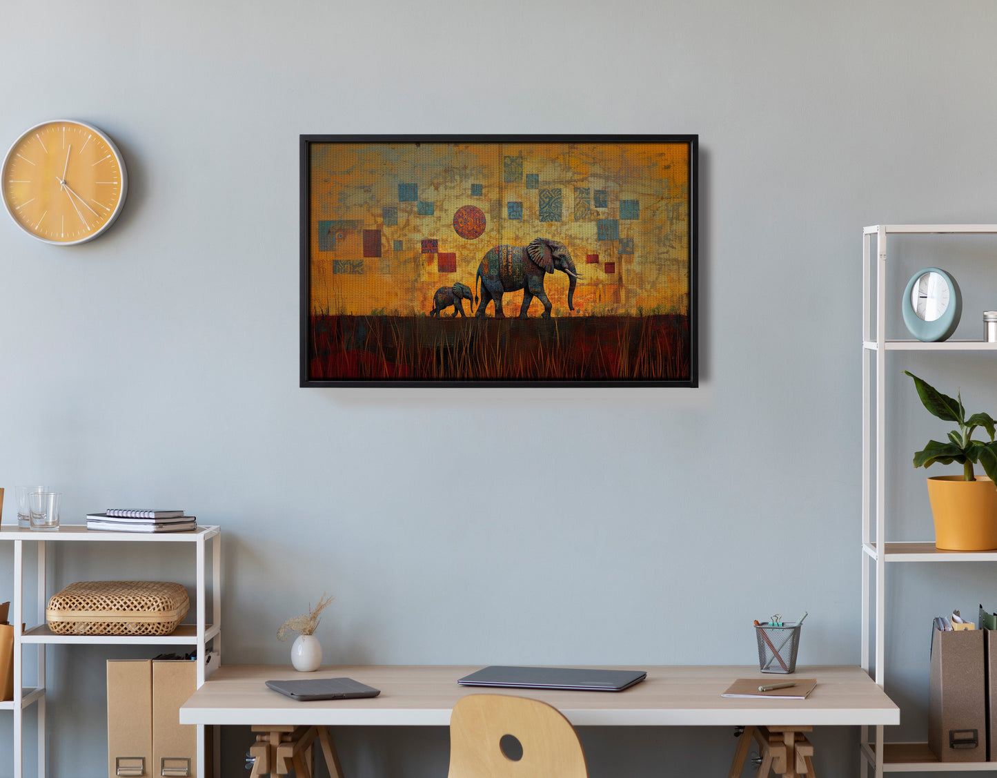 Elephant Family Gold Abstract African American abstract art view 30