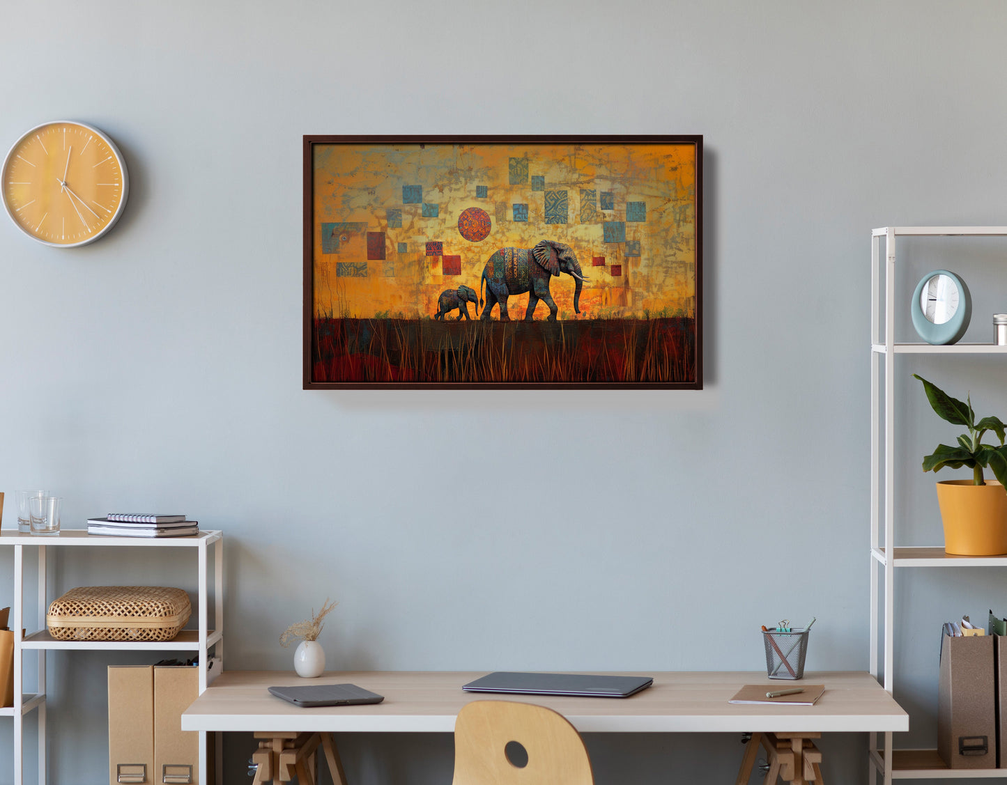Elephant Family Gold Abstract African American abstract art view 36