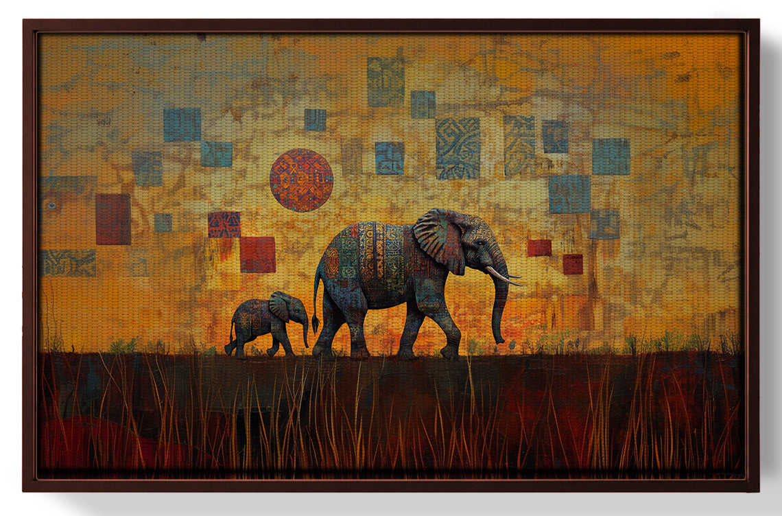 Elephant Family Gold Abstract African American abstract art view 31