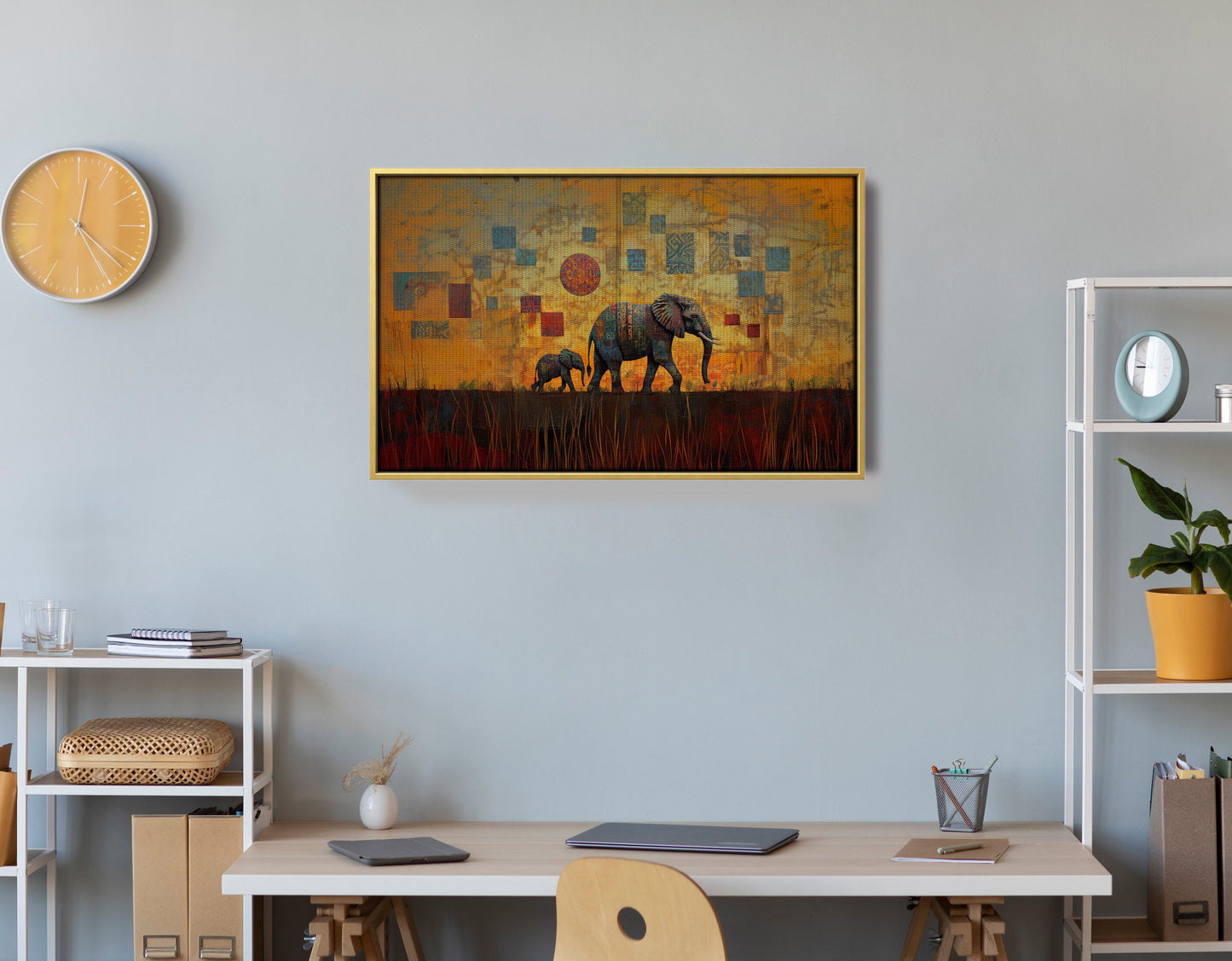 Elephant Family Gold Abstract African American abstract art view 42