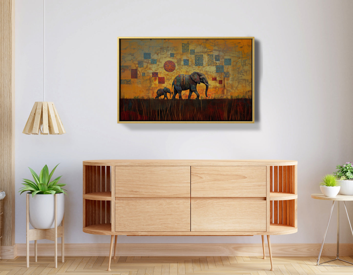 Elephant Family Gold Abstract African American abstract art view 38