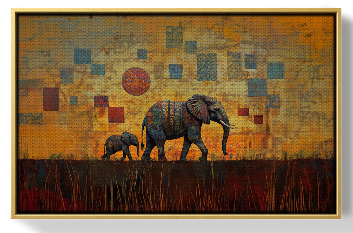 Elephant Family Gold Abstract African American abstract art view 37