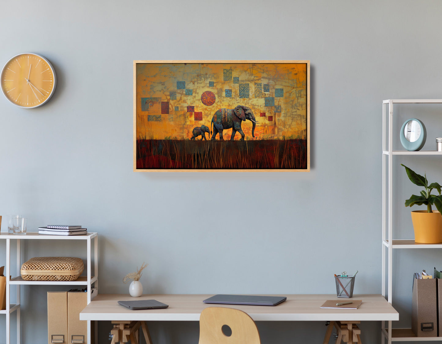 Elephant Family Gold Abstract African American abstract art view 54