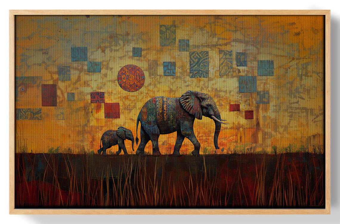 Elephant Family Gold Abstract African American abstract art view 49