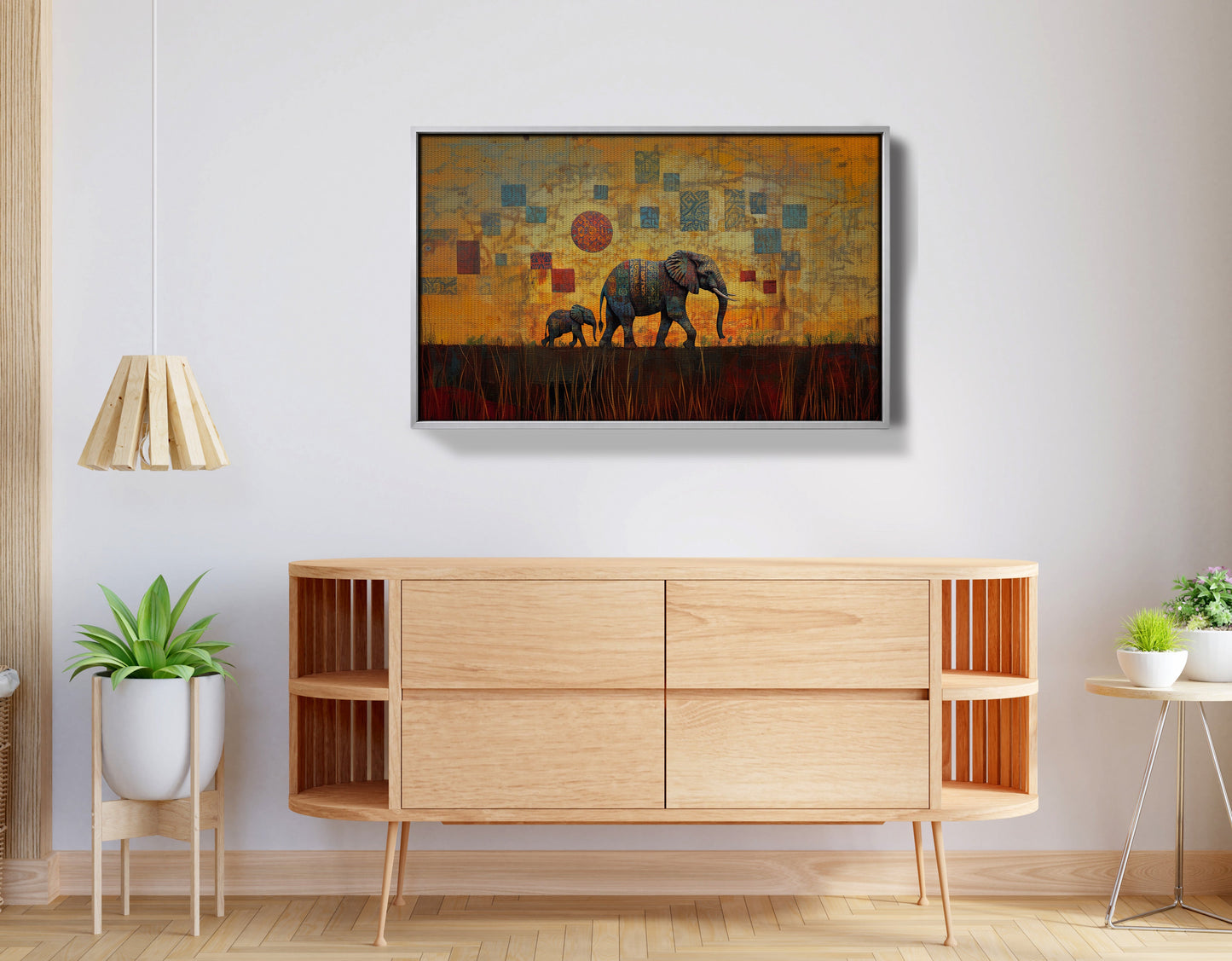 Elephant Family Gold Abstract African American abstract art view 56