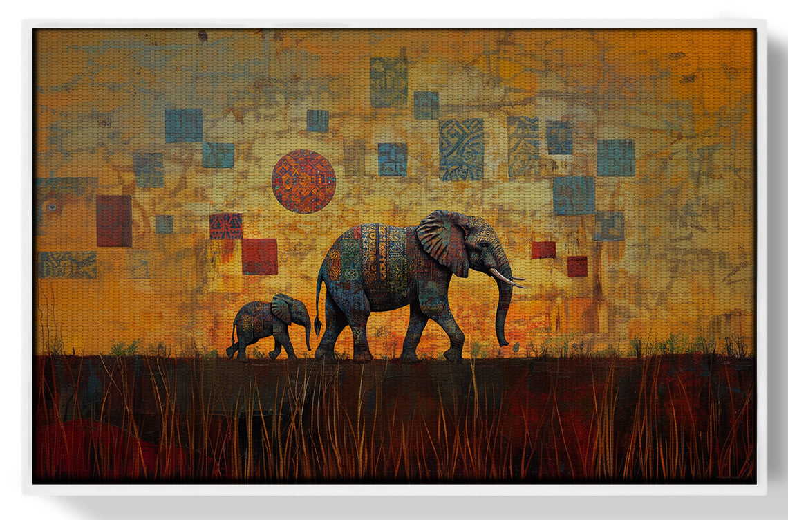 Elephant Family Gold Abstract African American abstract art view 61