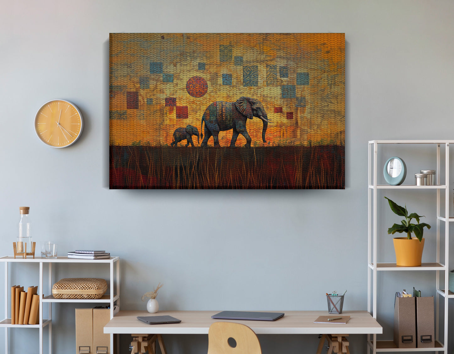 Elephant Family Gold Abstract African American abstract art view 18