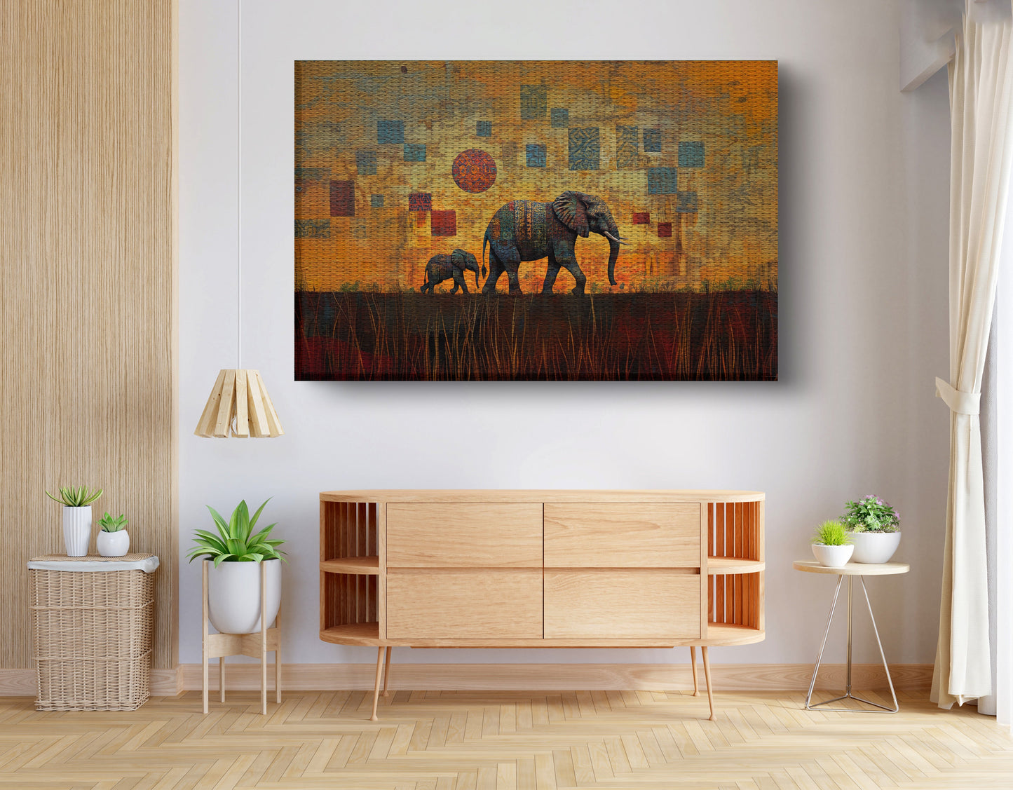 Elephant Family Gold Abstract African American abstract art view 14