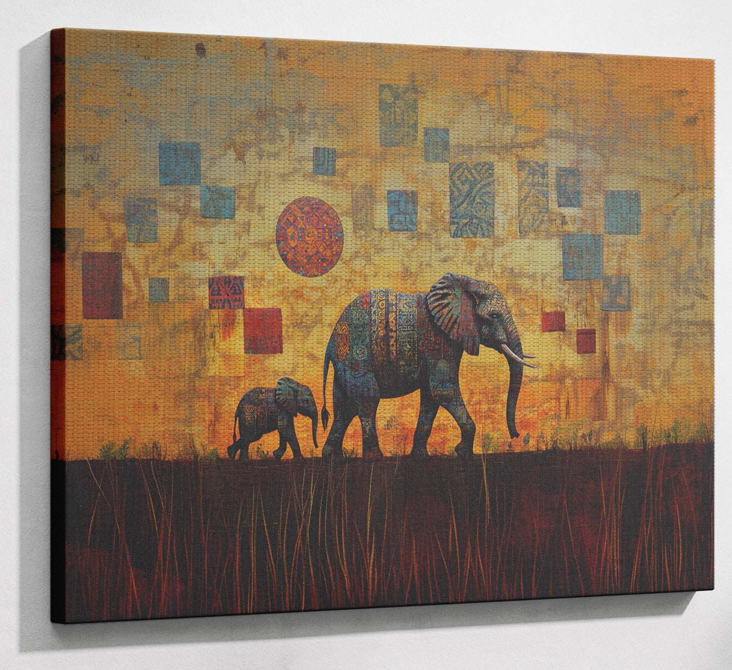 Elephant Family Gold Abstract African American abstract art view 13