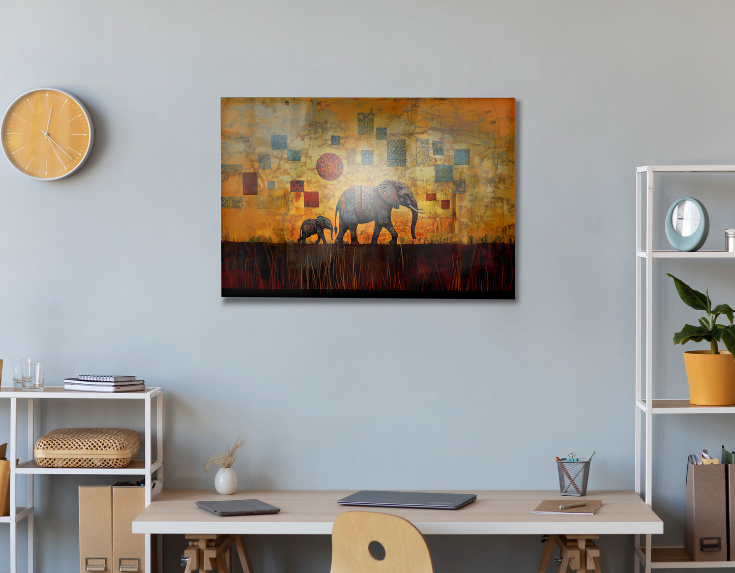 Elephant Family Gold Abstract African American abstract art view 24