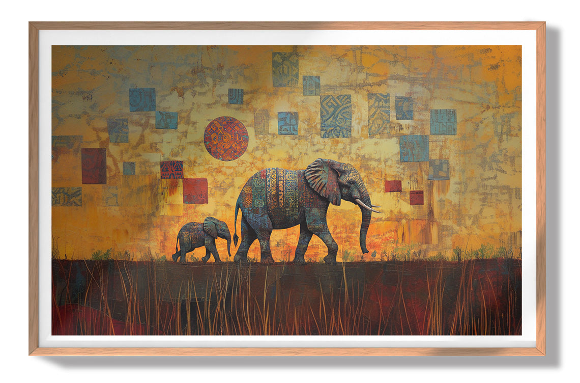 Elephant Family Gold Abstract African American abstract art view 79